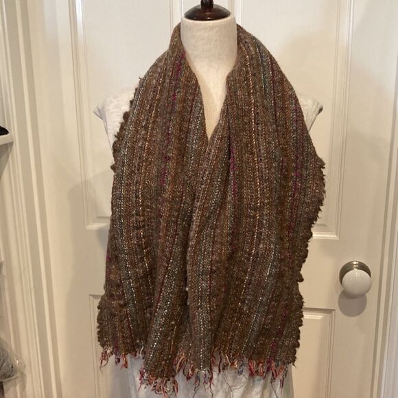Kerry Traditions made in Ireland brown purple, gray, colorful yarn scarf - Picture 2 of 7
